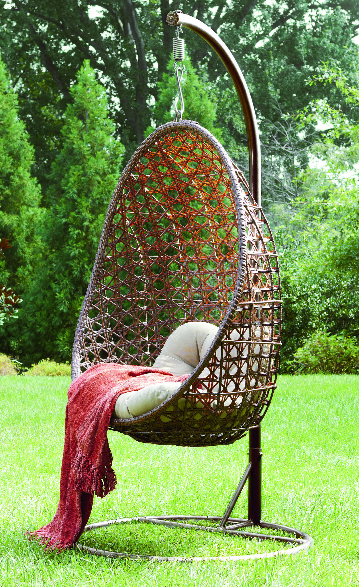 Full Chair White Color Ball Shape Hanging Wicker Chair