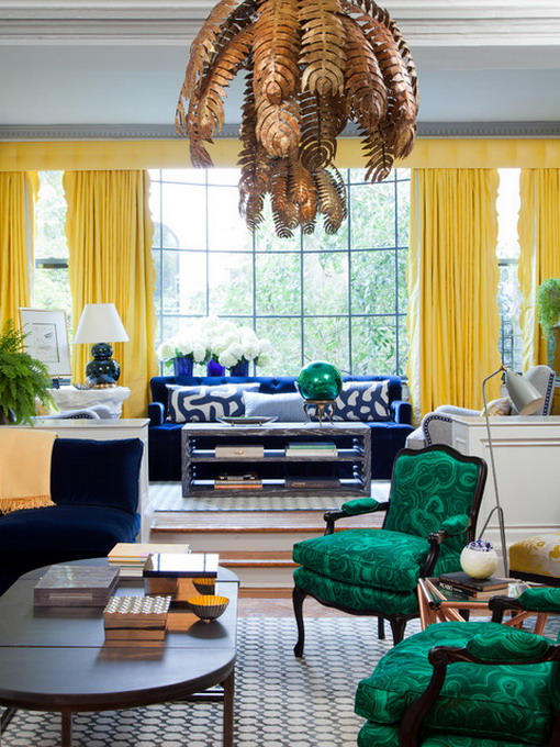 Yellow-Curtain-in-Eclectic-Living-Room