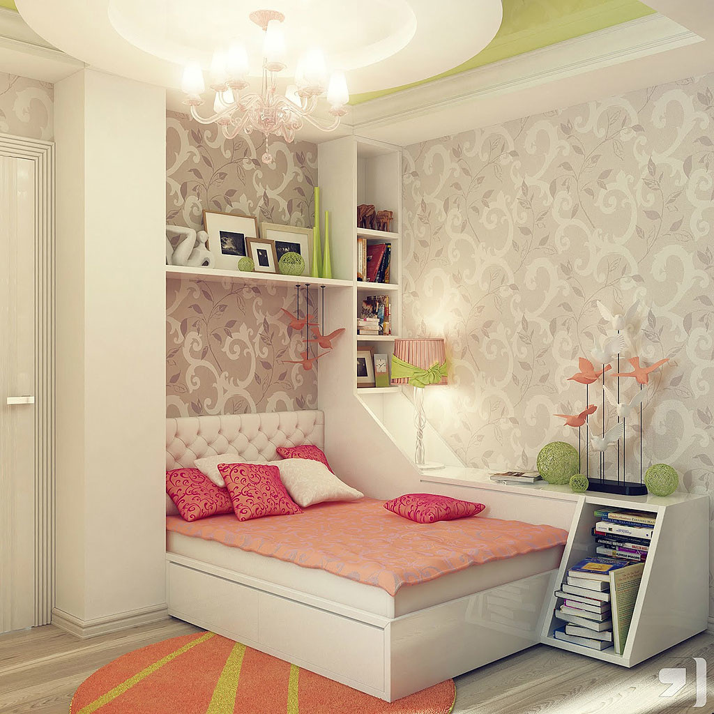 stylish-and-charming-girls-bedroom-interior-with-beautiful-wallpaper
