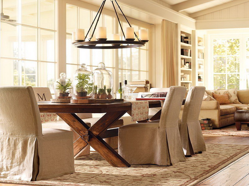 Contemporary Dining Room Design Featuring Beautiful Wooden Dining Table