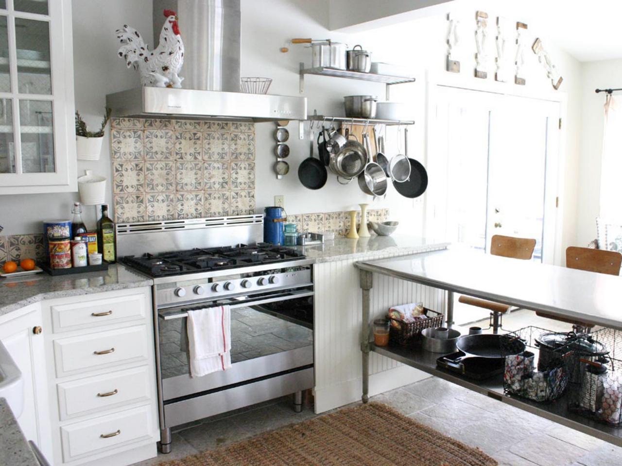 Eclectic Stainless Steel Kitchen Island