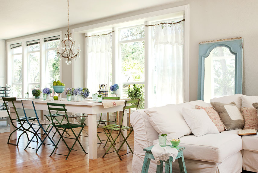 Garden Inspired Dining Room with Couch