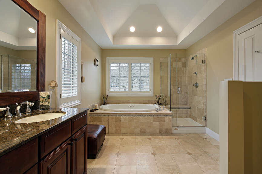 Master bath with glass shower