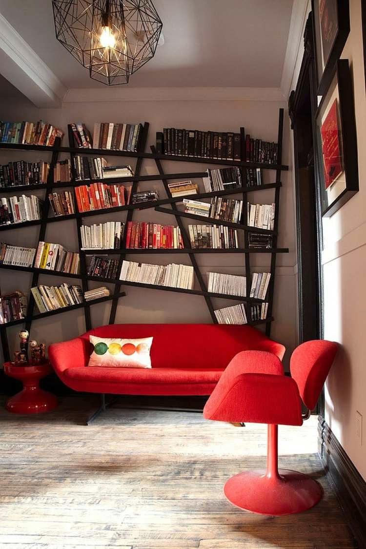 Modern Living Room with Decor with Library