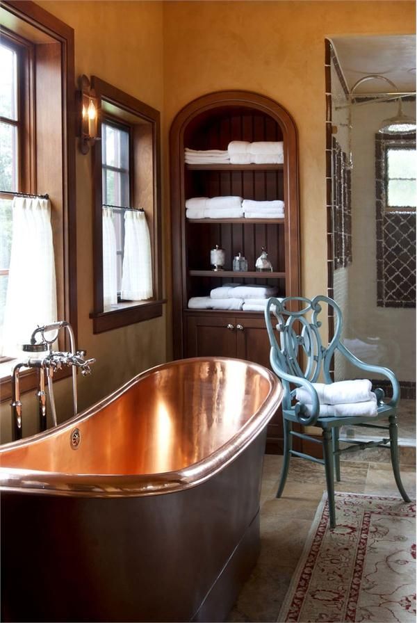 Relaxing Rustic Bathroom with Cooper Tub