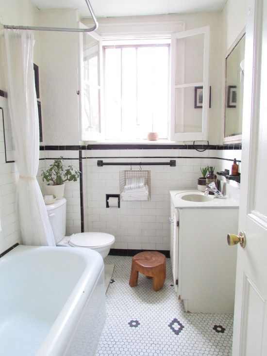 Shabby Chic Bathroom With White Subway Tile Bathroom