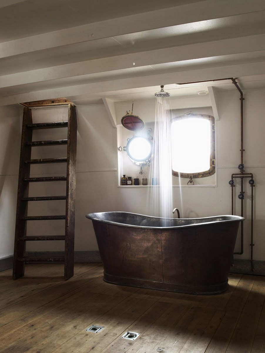 Vintage Rustic Bathroom with Copper Bathtub