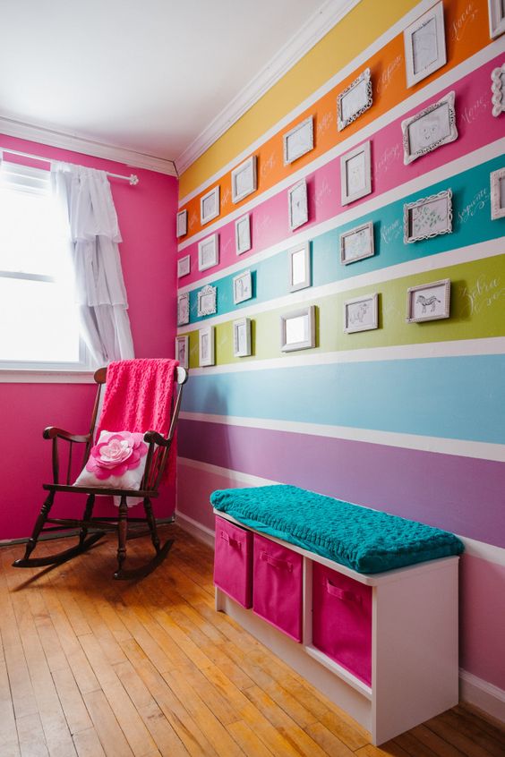 Colorful Striped Wall in Nursery