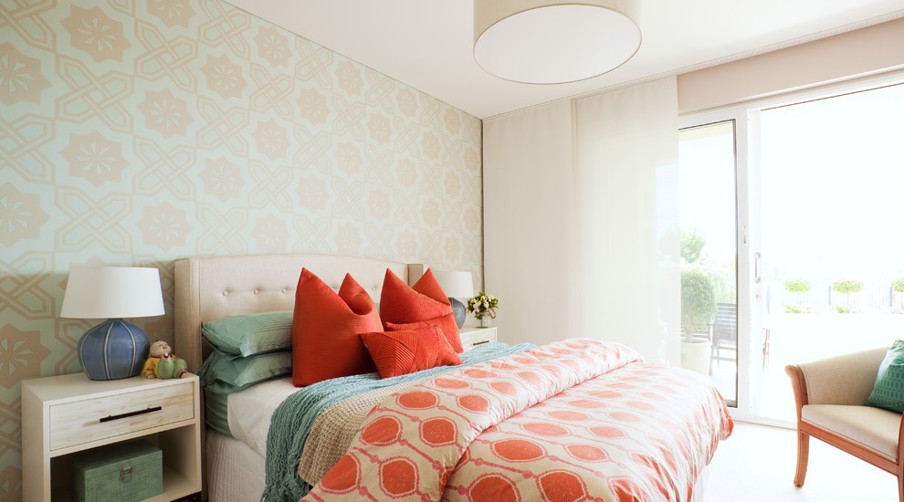 Gorgeous-Bright-Coral-Eclectic-Bedroom