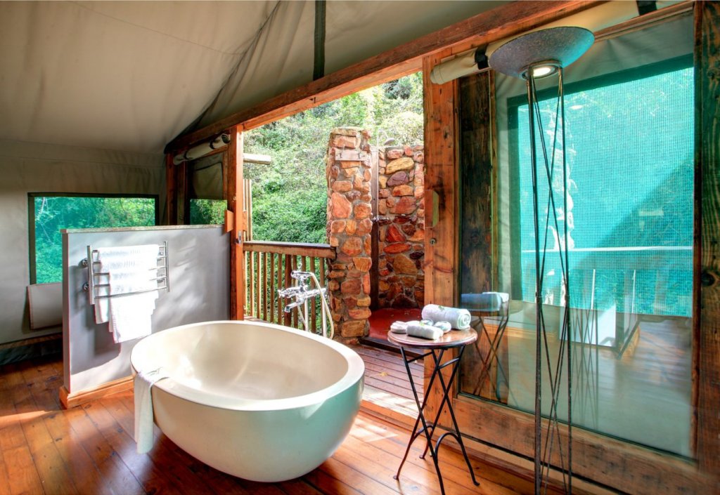 Luxury en-suite bathroom with outdoor shower