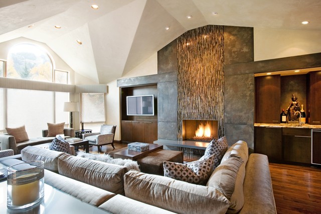 Modern Living Room with fireplace