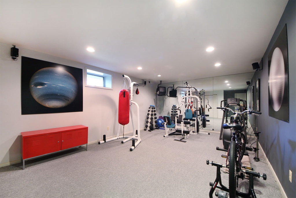 Modern Red Home Gym Design