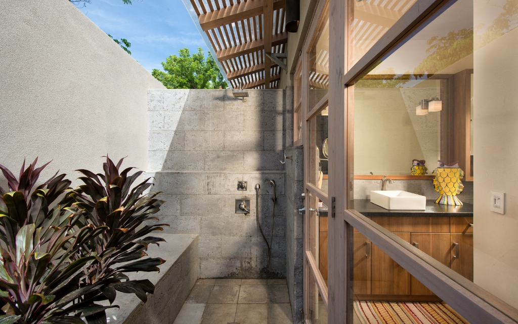 Modern bathroom and outdoor garden shower
