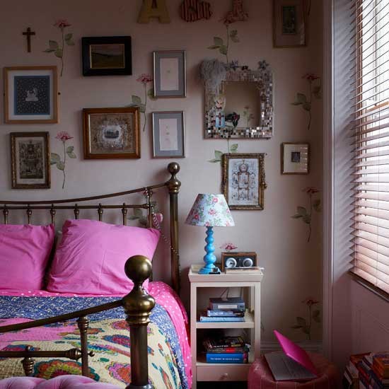 Pink eclectic bedroom