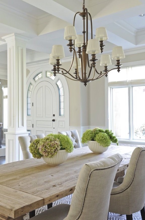 Traditional Dining Room with Chandelier