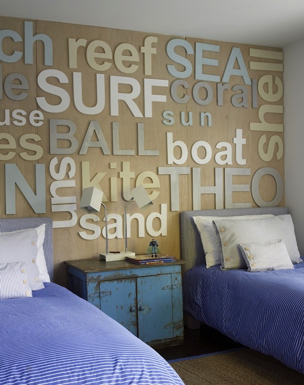 beach theme kids room with coastal design and beautiful headboard