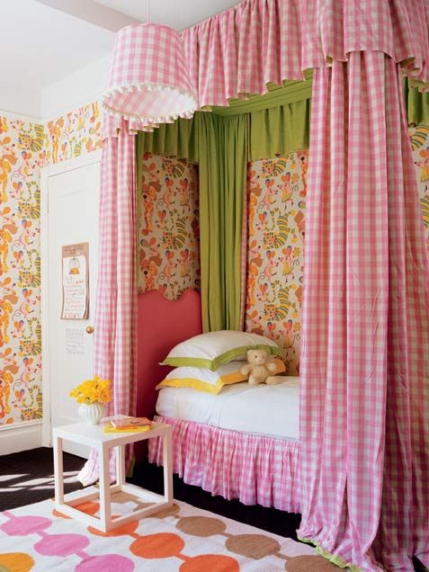 checks and colorful bedroom