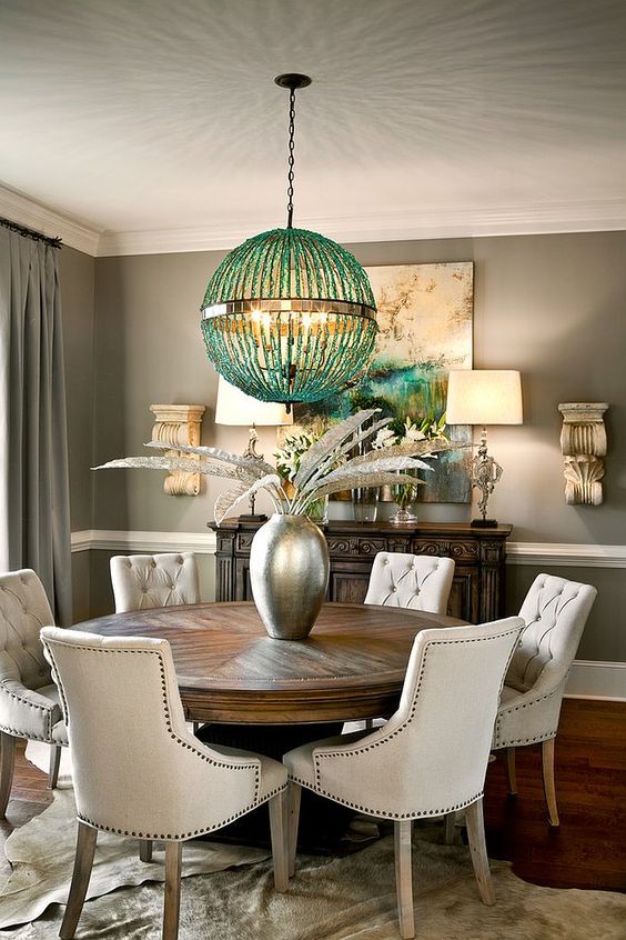 grey traditional dining room