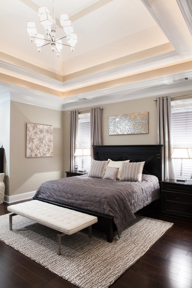 Bedroom Transitional With Beige Walls