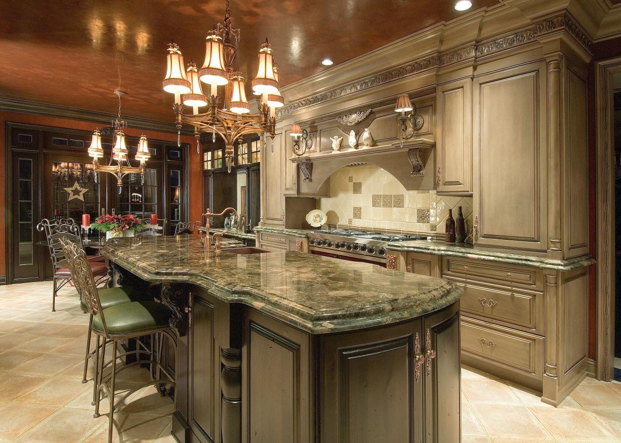 Elegant Kitchen With Metallic Ceiling