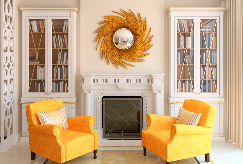 Gold orange living room idea