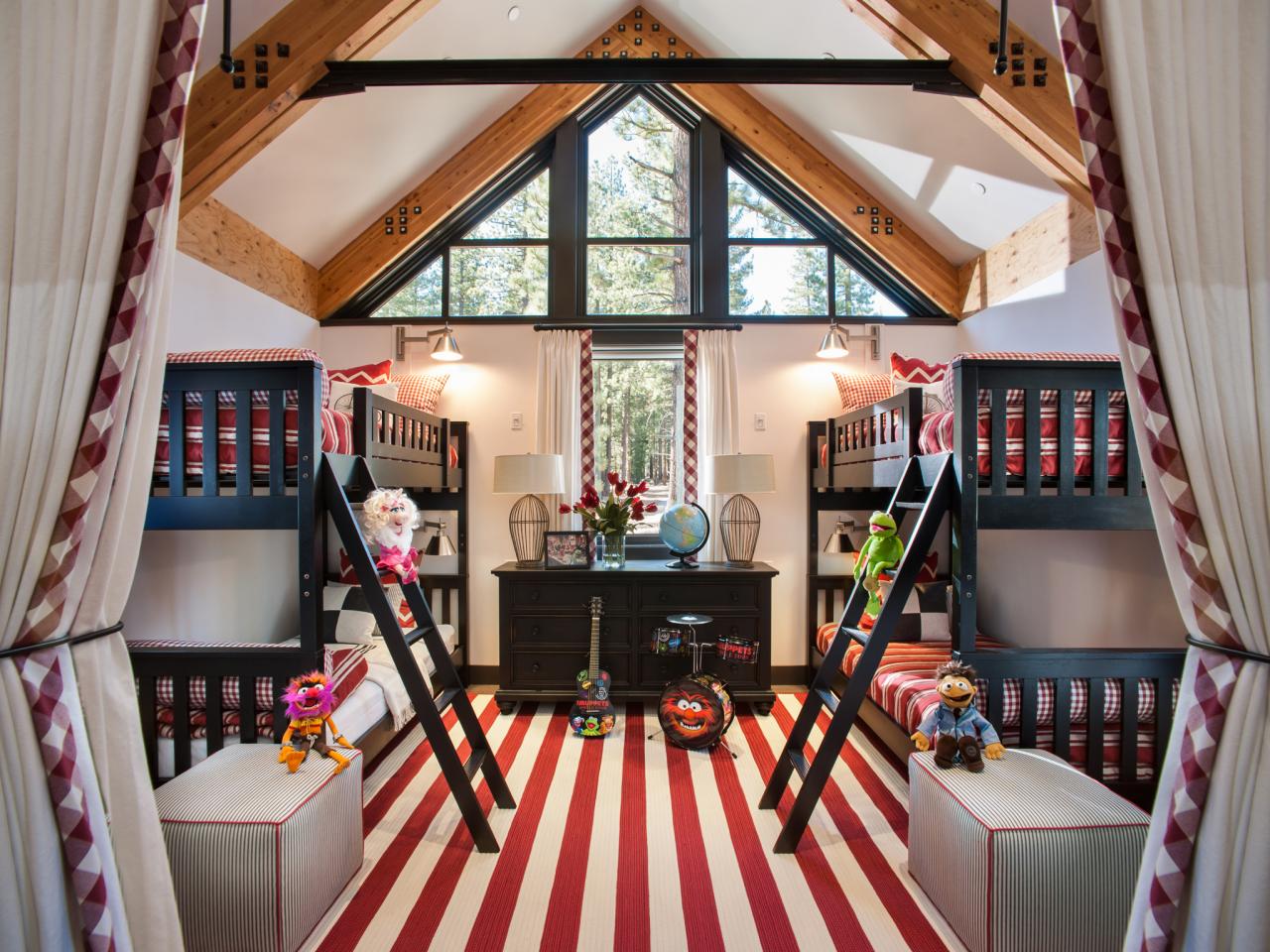 Modern Rustic Red-and-White Kids' Bedroom