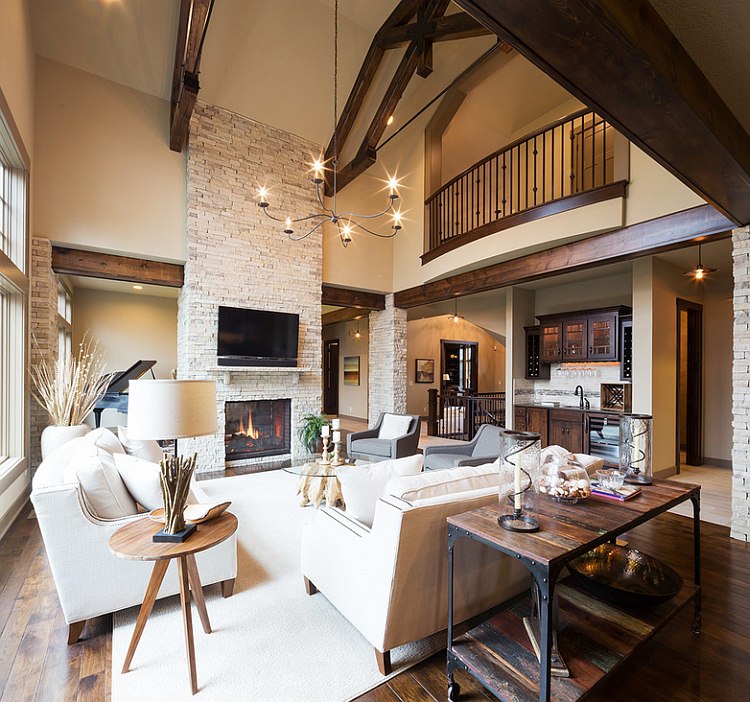 Modern rustic living room with a cozy, warm appeal