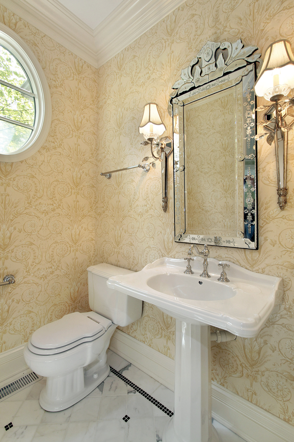 Powder room with sconces