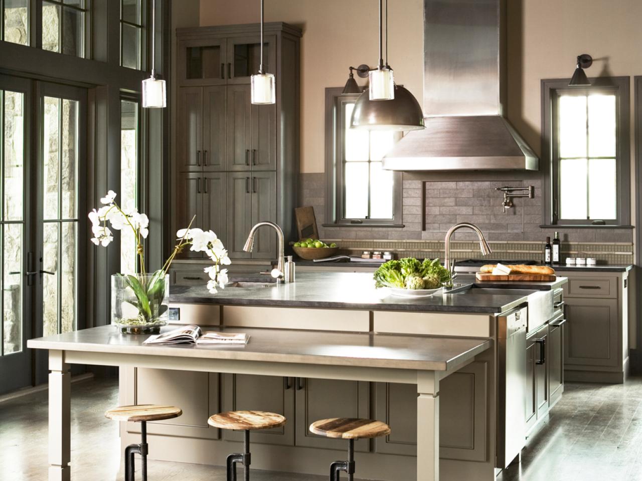 Gray Transitional Chef Kitchen