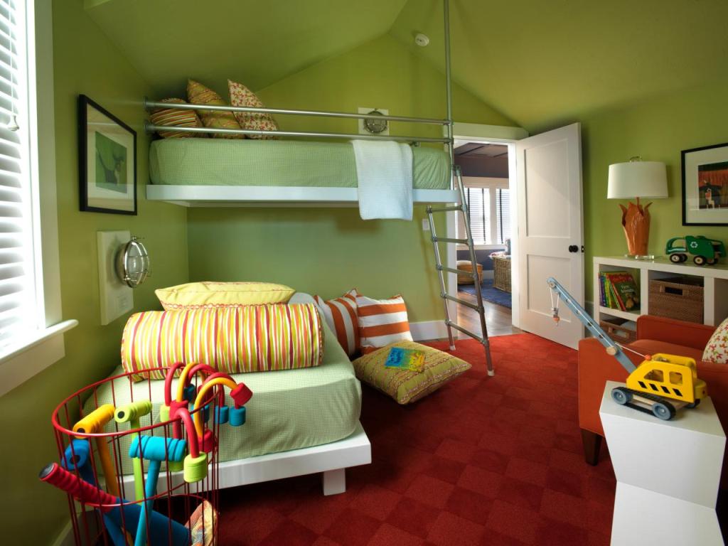 Green Contemporary Kids Bedroom