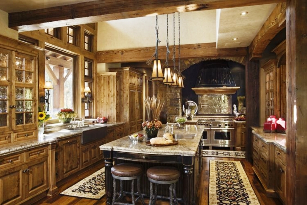 Rustic-Hickory-Kitchen-Cabinets