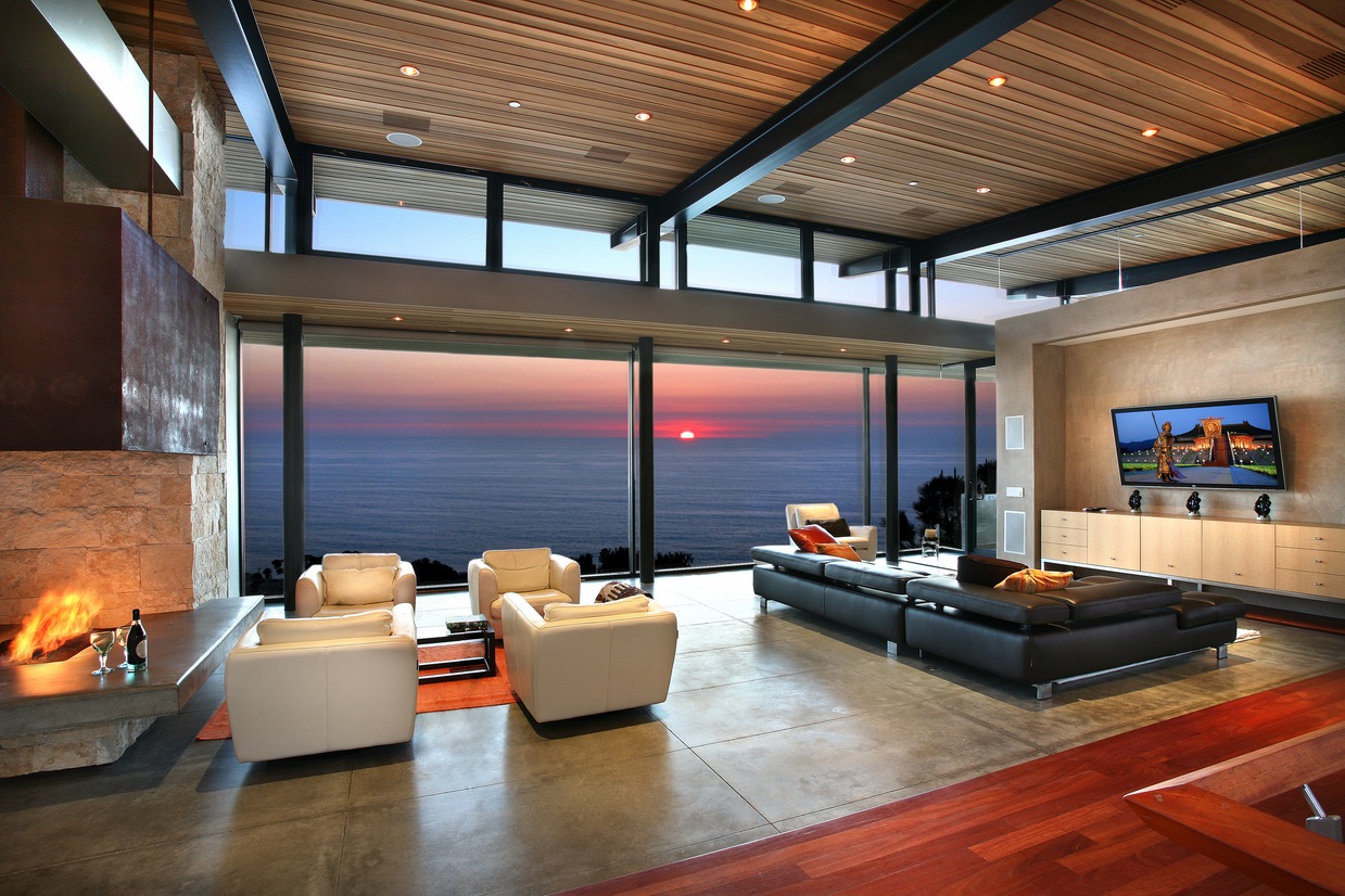 Elegant Contemporary Living Room With View
