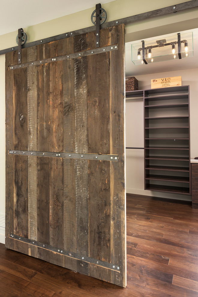 Closet With Rustic Wooden Slider
