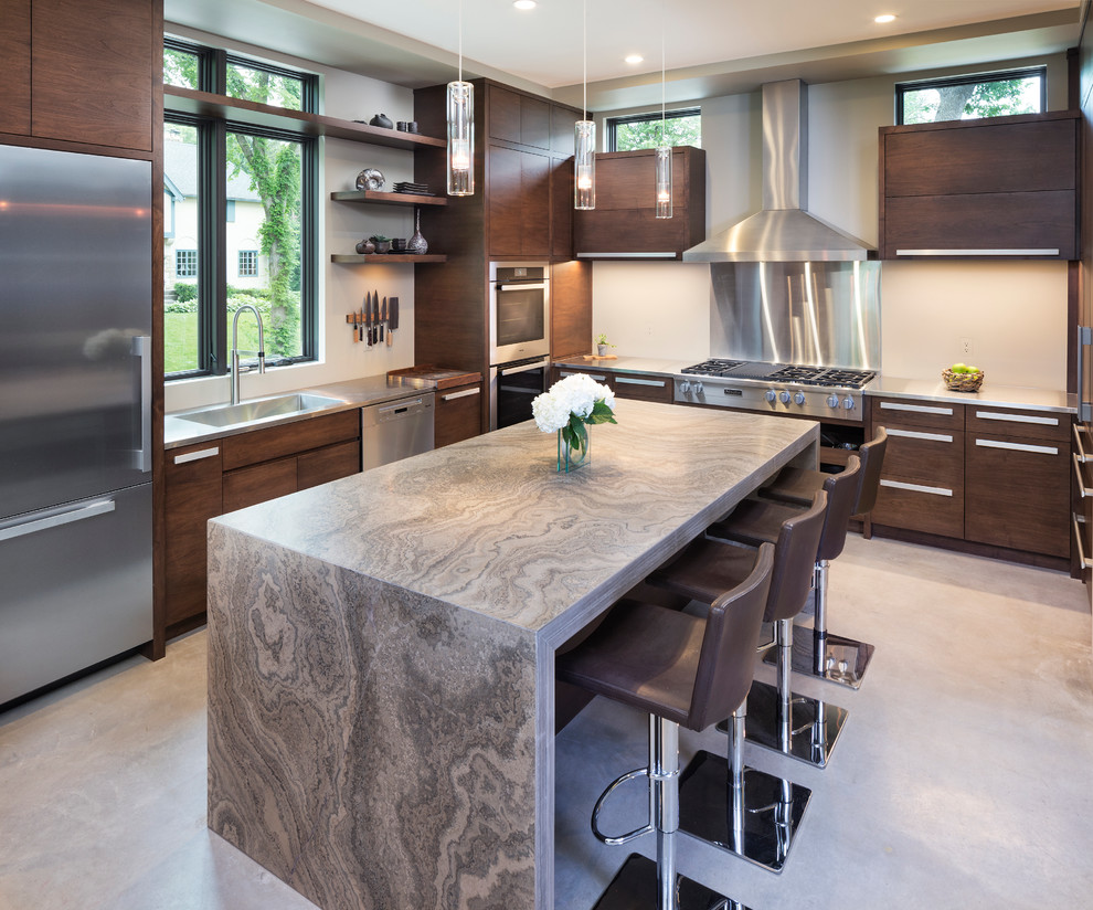 Island Modern Kitchen With Granite Countertop