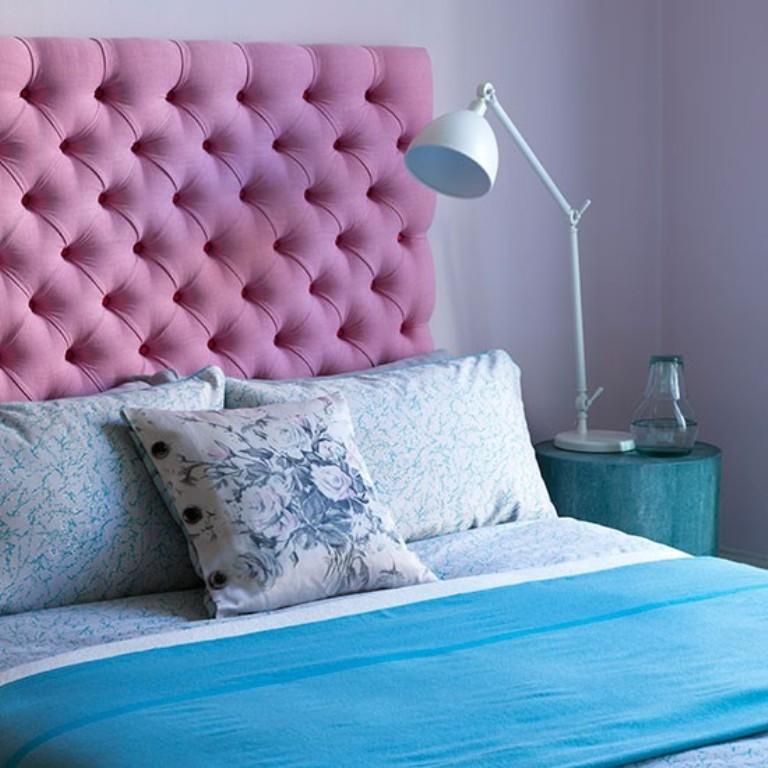 Light Bedroom With Pink Headboard
