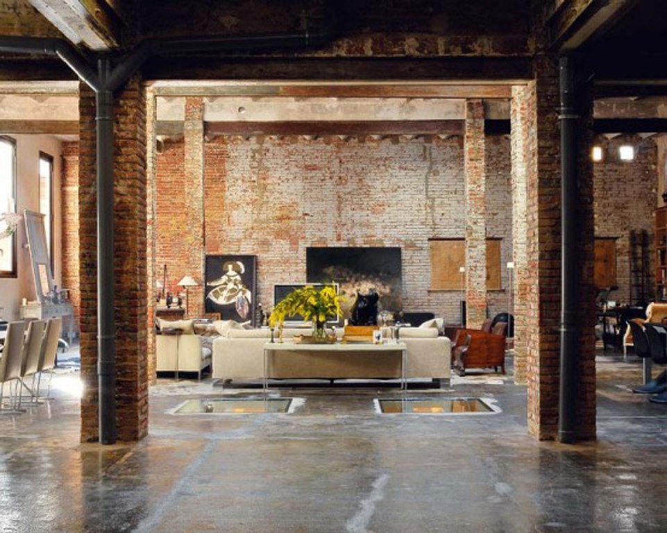 Living Room With Exposed Brick Wall (9)