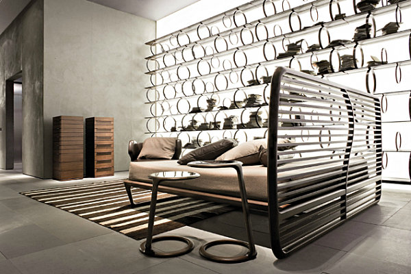 Modern Bed With Slatted Headboard