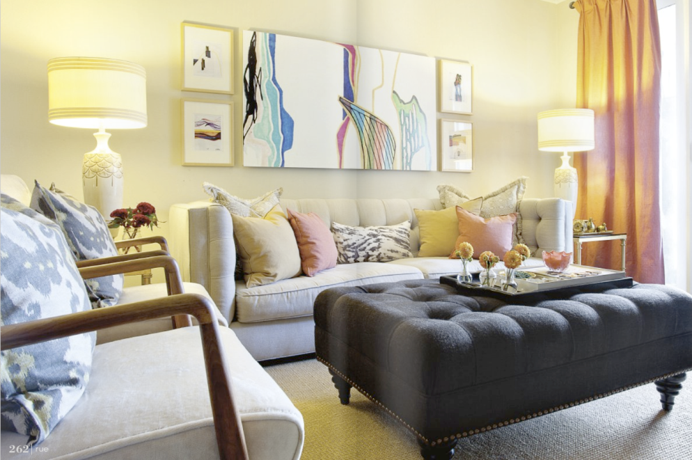 Shabby Chic Living Room With Modern Artwork