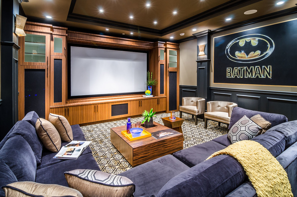 Transitional Home Theater Design