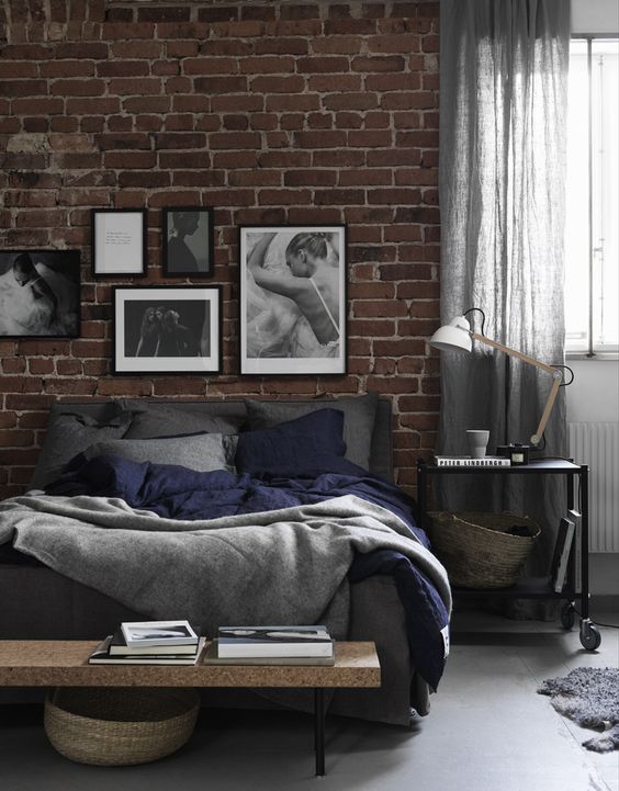 rustic-exposed-brick-wall-bedroom