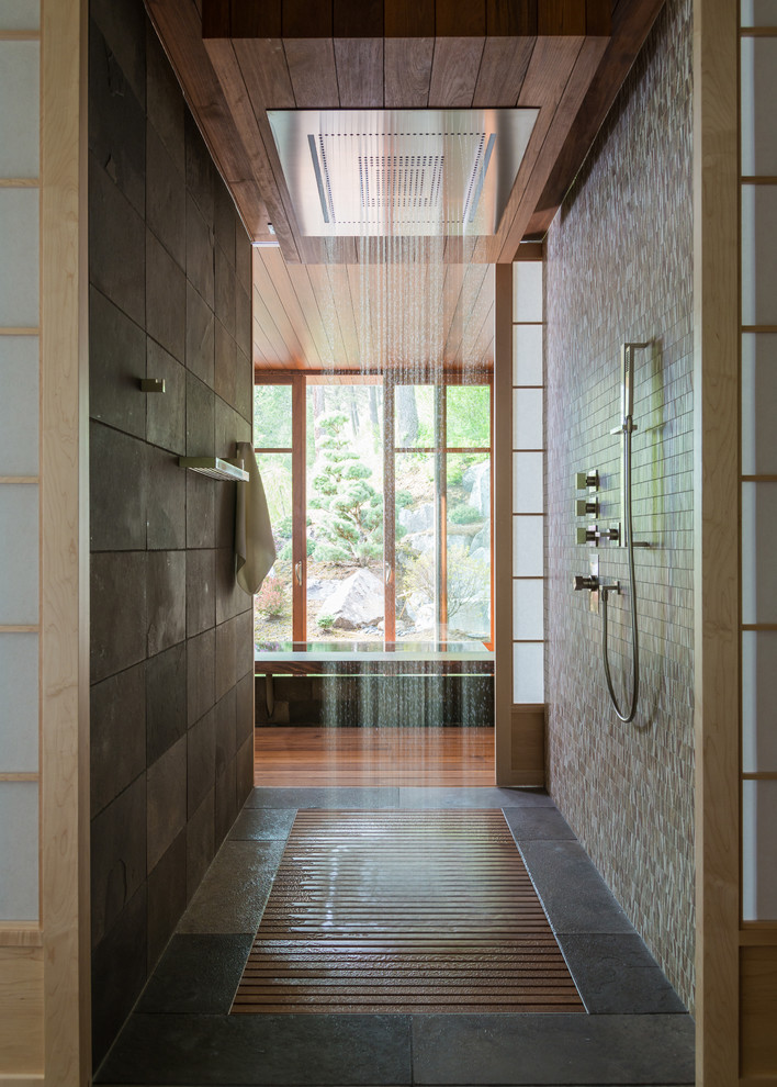 textured-rustic-style-walk-in-shower-design