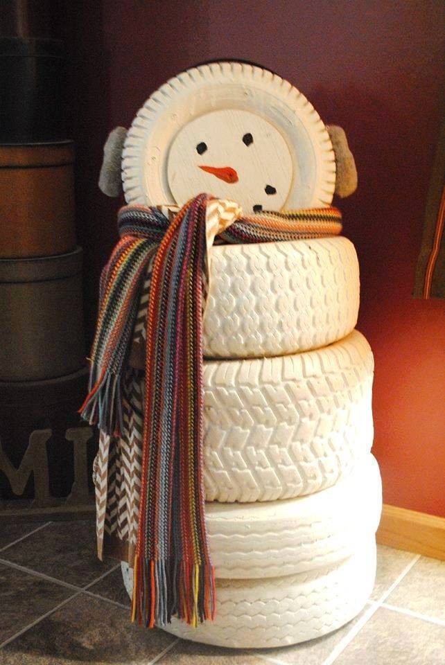 diy-snowman-with-recycled-tires