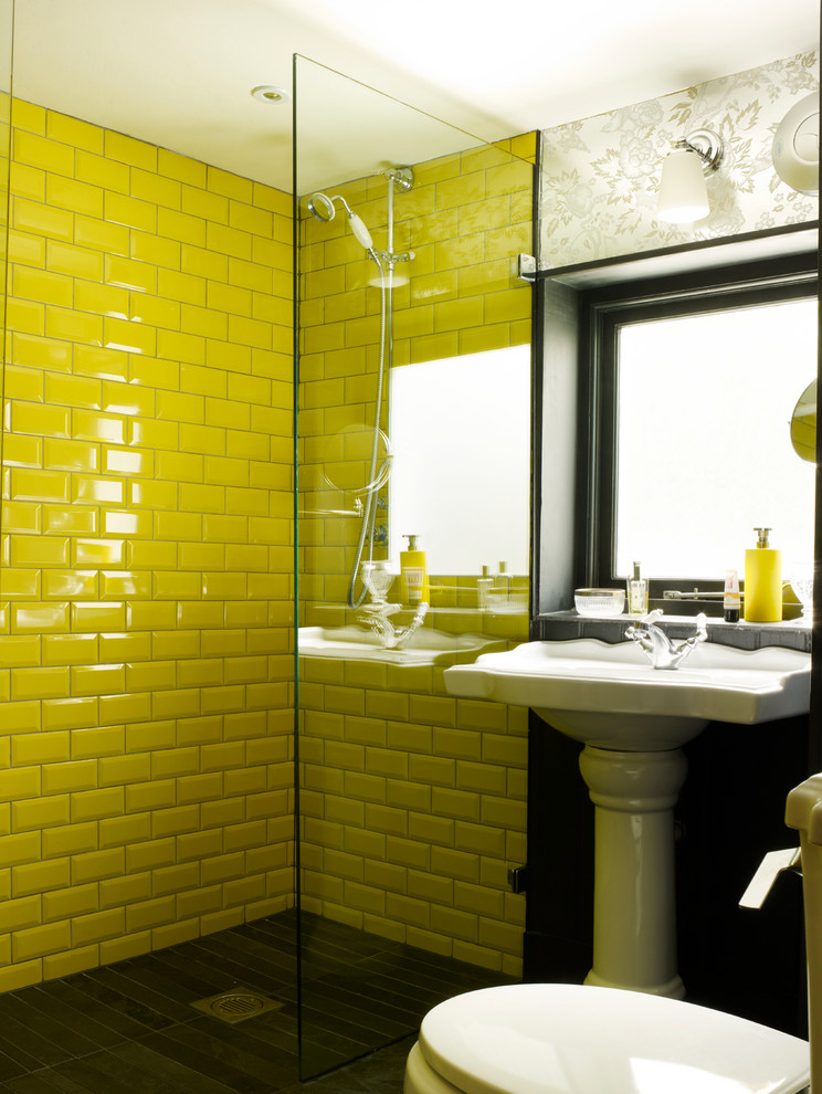 yellow-subway-tiles-eclectic-bathroom
