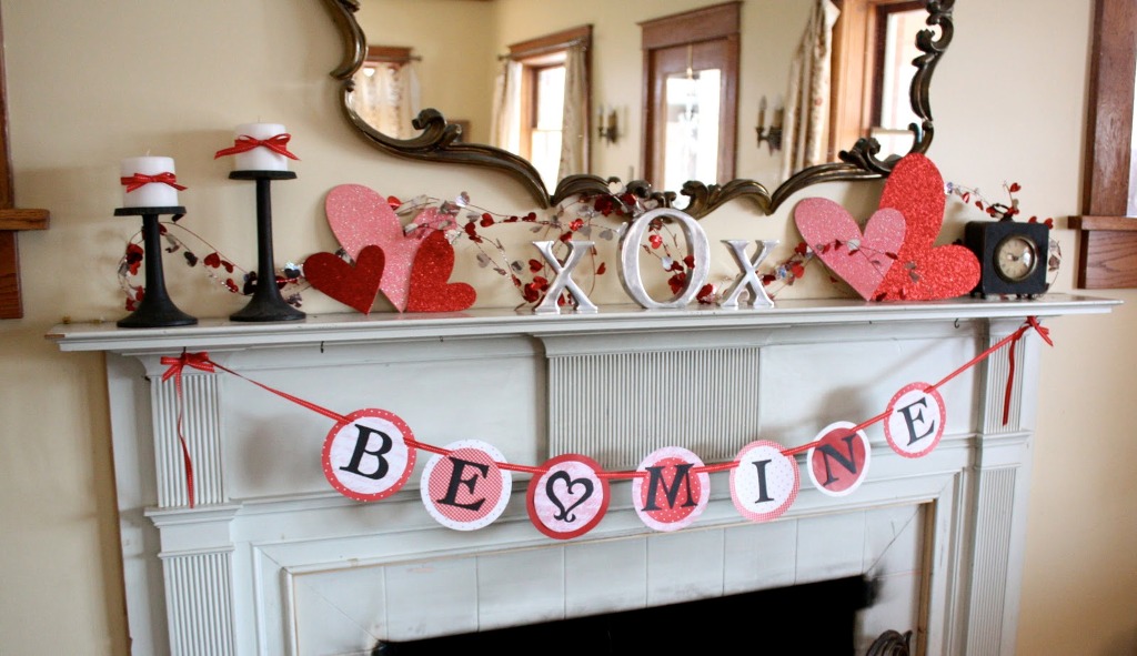 Valentines Day Fireplace Decoration
