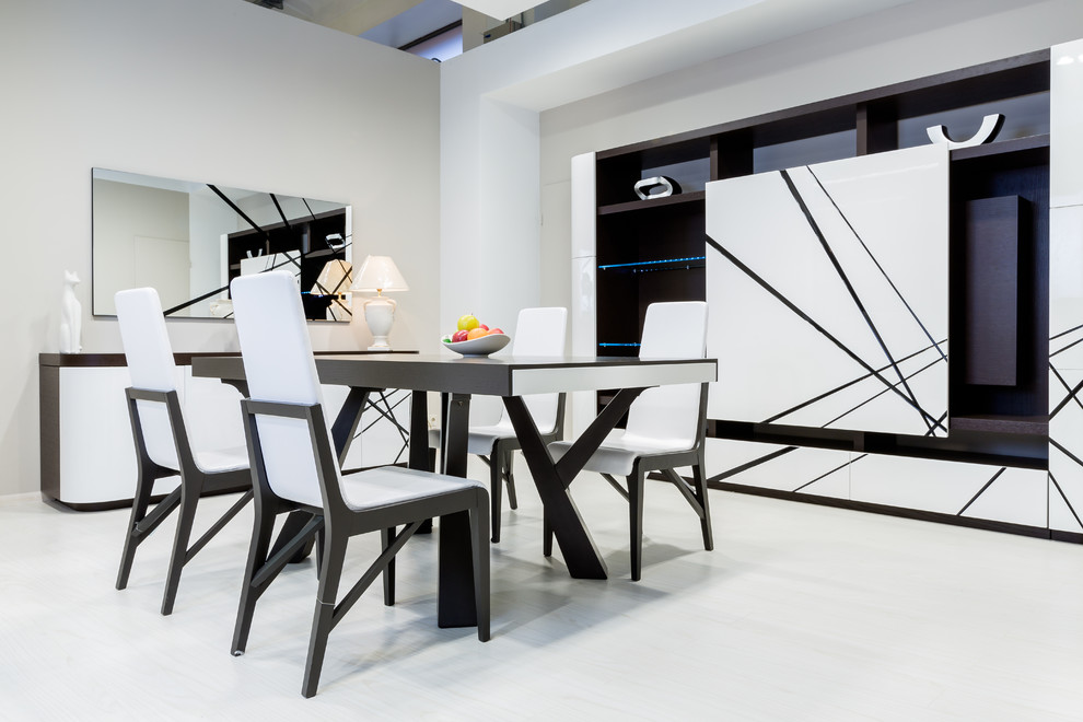 White Contemporary Dining Room