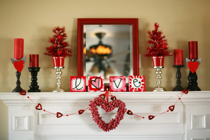 Valentines Day Fireplace Decor