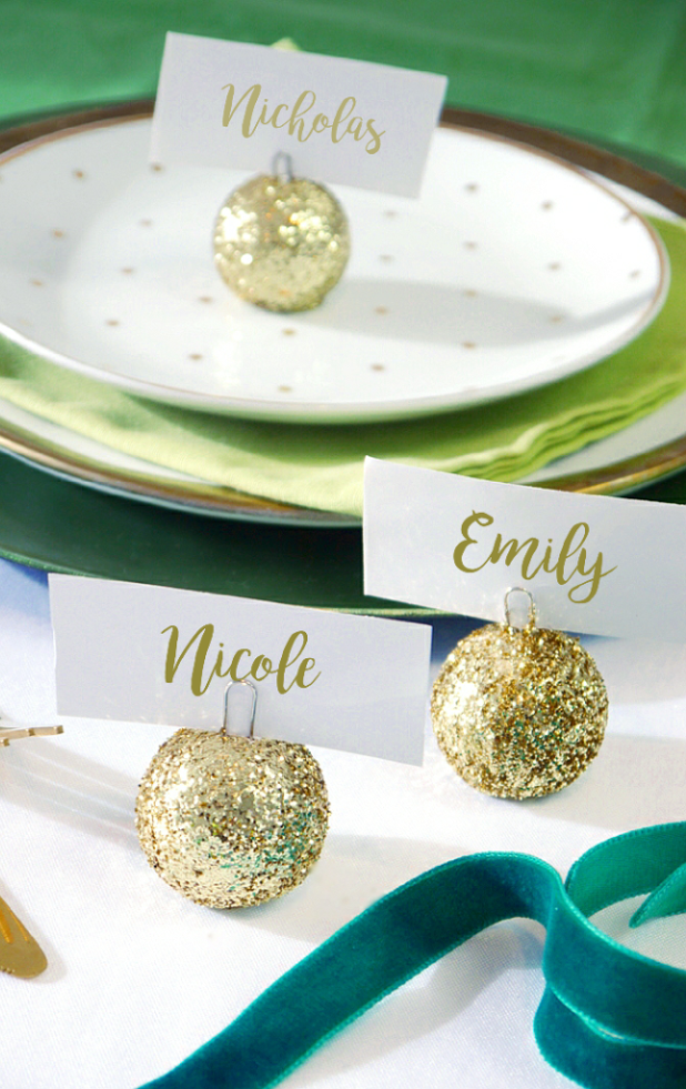 DIY Christmas Bauble Ornament Place Card Holder