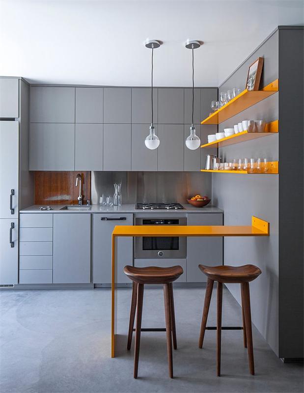 Compact Gray Color miniature kitchen Dwellingdecor