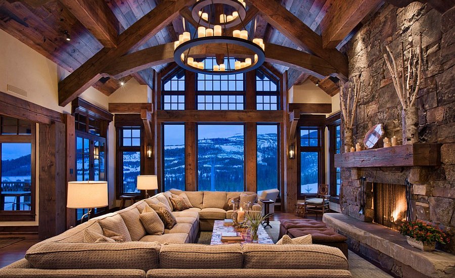 Large Rustic Style Living Room Dwellingdecor