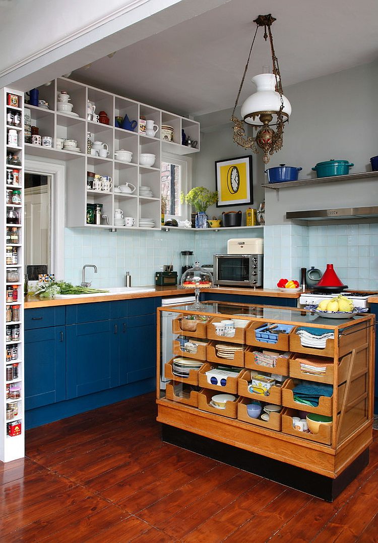 Eclectic Kitchen With Repurposed kitchen island Dwellingdecor